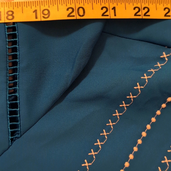 Jones New York Blue and White Embellished Bell Sleeve Tunic - Picture 8 of 10